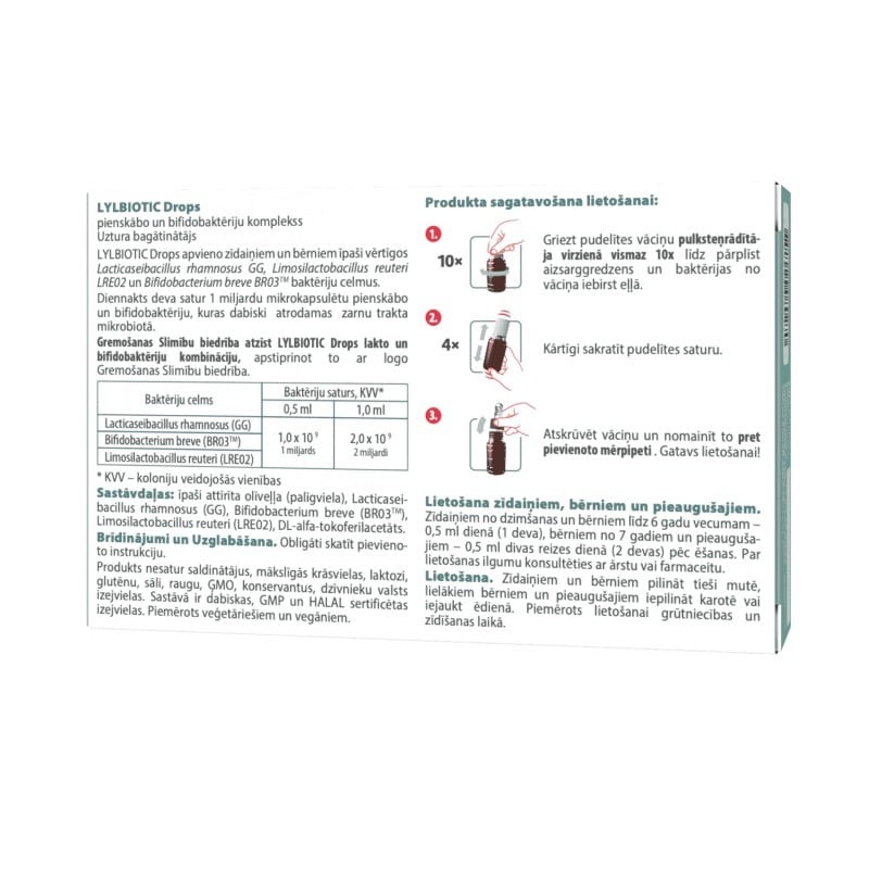 LYLBIOTIC Baby Drops labās baktērijas zīdainim LYLBIOTIC Baby Drops labās baktērijas zīdainim