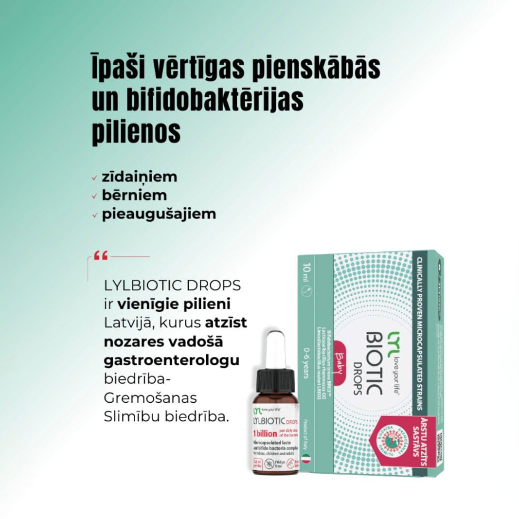 LYLBIOTIC Baby Drops labās baktērijas zīdainim LYLBIOTIC Baby Drops labās baktērijas zīdainim