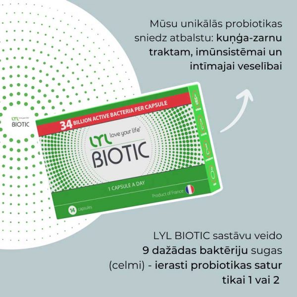 LYL BIOTIC probiotikas & prebiotikas, 14 kapsulas