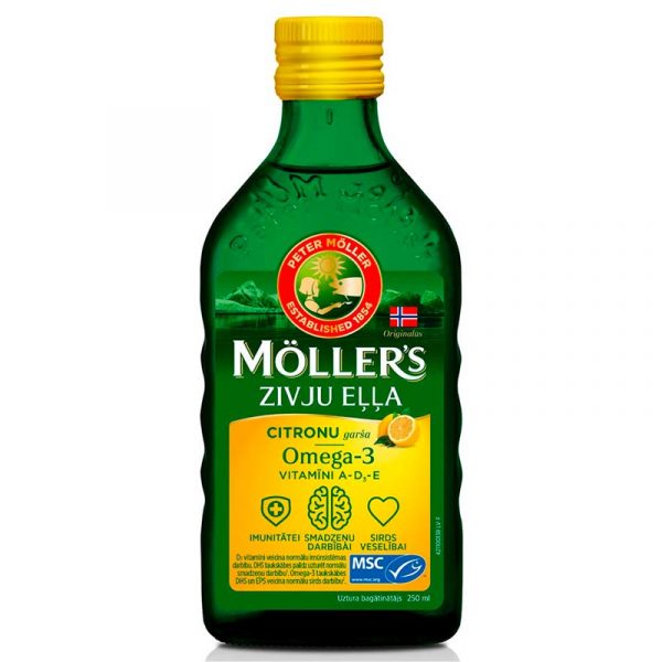 MÖLLER'S zivju eļļa (citronu garša) 250 ml