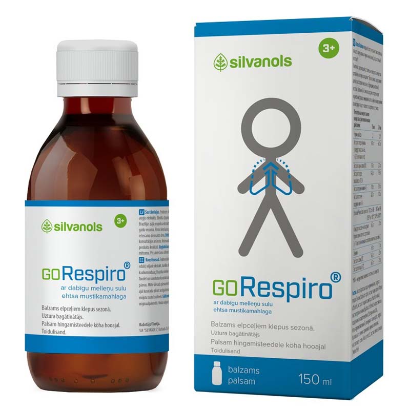 GORESPIRO ar dabīgu melleņu sulu balzams 150 ml GORESPIRO ar dabīgu melleņu sulu balzams 150 ml