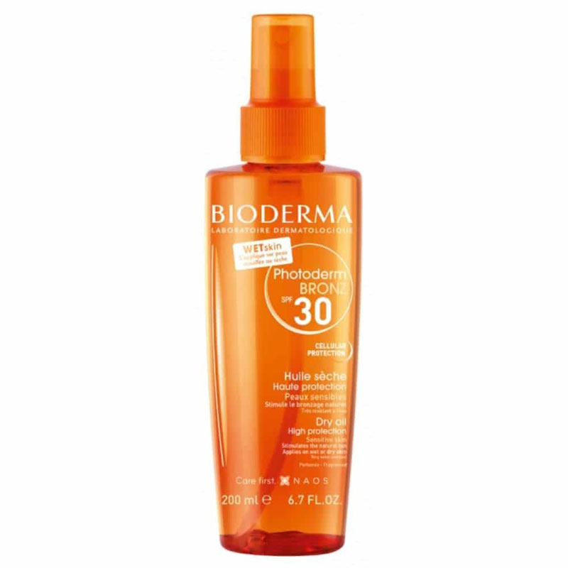 Солнцезащитное сухое масло для лица, волос и тело BIODERMA Photoderm BRONZ SPF 30, 200 мл