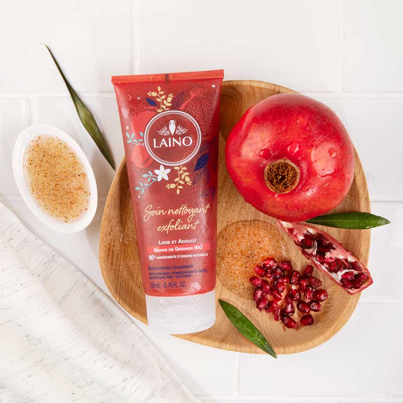 LAINO Eksfoliējošs mazgāšanās līdzeklis ar BIO granātābolu sēkliņām, 200 ml LAINO Eksfoliējošs mazgāšanās līdzeklis ar BIO granātābolu sēkliņām, 200 ml