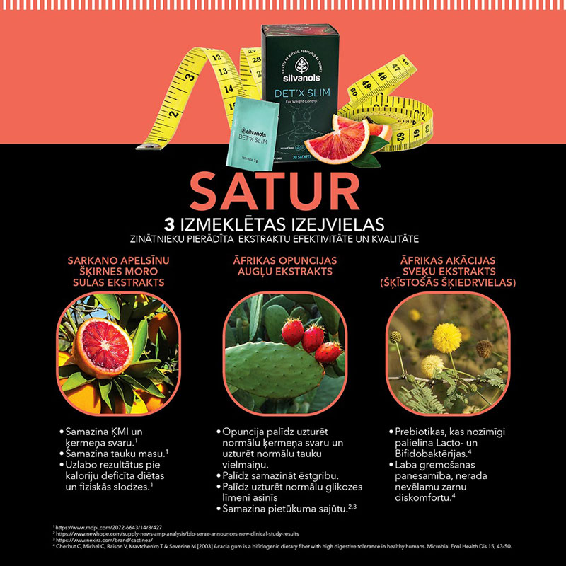 Silvanols DET’X SLIM ķermeņa svara samazināšanai, 30 gab Silvanols DET’X SLIM ķermeņa svara samazināšanai, 30 gab